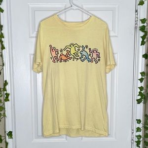 American Eagle Men Yellow X Keith Haring Graphic T-Shirt